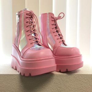 PRE LOVED - Pink Poison Platform Boots PNK/7 - SH242